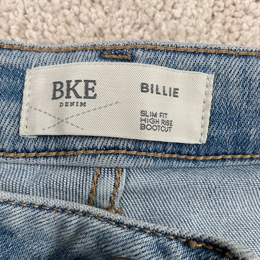 BKE Billie High Rise Bootcut Jeans Womens 28 Light Wash Distressed Slim Fit - Picture 5 of 7